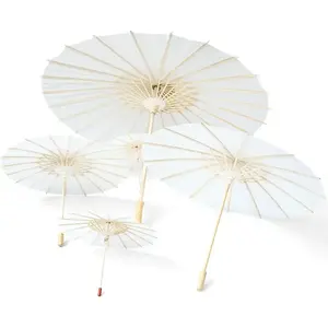 Halus diproses buatan tangan polos kerajinan Cina dekoratif kertas putih payung payung payung untuk dekorasi pernikahan