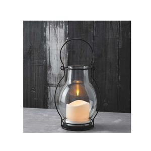 Vintage Glass Hurricane Lantern Decorative <b>Candle</b> Holder Rustic Hanging Lantern for Home Decor Farmhouse Styling - Product Image 6