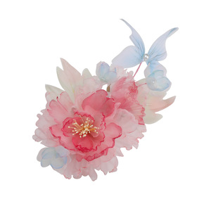 Nouvelle Coiffure Hanfu Papillon Pivoine Rose Faite à la Main Style Antique Original 2026, Accessoire Cheveux pour Maquillage Doux et Coiffure Élégante - Product Image 5