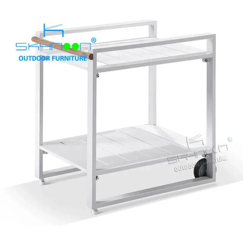 Vendita calda di buona qualità mobili da giardino esterno hotel serve trolley, a due livelli bar carrello trolley, in alluminio per esterni bar carrello (35007)