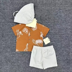 夏季 100% 纯棉新生儿男童女童服装套装短袖连体衣时尚婴儿衣服 3 件套 - Product Image 6