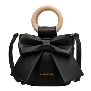 Vente en gros de sacs à main Fashion Girls Drawstring Mini Bucket Lolita Bag Single Shoulder avec poignée ronde et nœud - Product Image 3