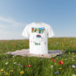 T-shirt Fluffy The Cat Travels per adulti, unisex, girocollo, manica corta, stampa digitale - Product Image 3