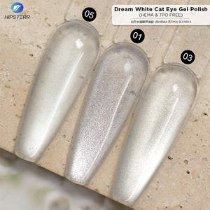 Vernis Gel Semi-Permanent Effet Œil de Chat Blanc Rêveur Sans HEMA ni TPO, Gel UV/LED Brillant pour Nail Art, Soak Off - Product Image 1