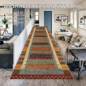 พรมปูพื้นลายดอกไม้เปอร์เซียกันลื่น ซักได้ ปลอดภัยสำหรับสัตว์เลี้ยง ผลิตจากโพลีเอสเตอร์ ทำด้วยเครื่องจักร สำหรับใช้ในบ้าน พรมปูพื้นแบบกำหนดเอง พิมพ์ลาย 3 มิติ เหมือนผ้าแคชเมียร์ - Product Image 2