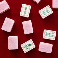 Jeu de Mahjong Américain Personnalisé en Acrylique Gravé Ava Factory, Tuiles Rose Clair, Idéal pour les Réunions Familiales et Cadeaux