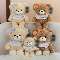 Ours en peluche super doux brodés avec col en dentelle et nœud crème, idéal pour les cadeaux de Noël pour enfants - Vente en gros