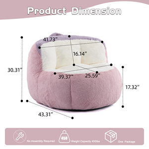 <b>Round</b> Oversized Ergonomic Bean Bag <b>Chair</b>, Soft Fabric Single Seat Leisure Beanbag <b>Sofa</b> for Home Indoor Use - Product Image 2