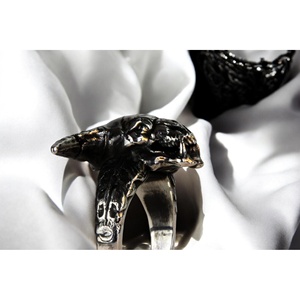 Anillo de Plata de Ley 925 Hecho a Mano con Diseño Gótico Cristiano de Icono de la Oscuridad y el Destino, Chapado en Rodio Negro, de Moda - Product Image 4