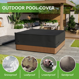 90"x90" Hot Tub Cover 600D Waterproof UV Resistant Spa Cover <b>Square</b> Outdoor Hot Tub Protector with <b>Adjustable</b> Straps - Product Image 3