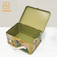 Boîte en métal de style valise imprimée sur mesure et colorée avec poignée, boîte en métal de qualité alimentaire pour biscuits, chocolat, bonbons et cadeaux