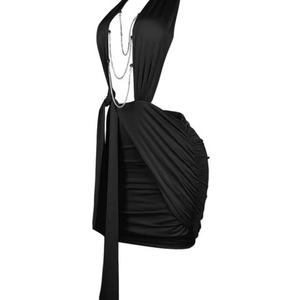 Robe de soirée moulante asymétrique à dos nu et col halter sexy pour femme, collection été 2025 - Product Image 3