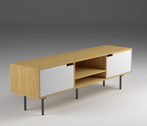Manufacturer Custom Modern Entertainment Material Drawers Storage TV Cabinet Metal Legs MDF Wood TV Stand
