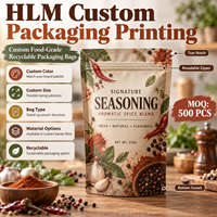 Sachet Doypack Personnalisé Imprimé pour Poudre d'Épices et Assaisonnements, Refermable avec Fermeture Éclair, Qualité Alimentaire, Anti-Humidité, avec Fenêtre