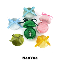 Boîte à bagues ronde de luxe en velours avec nœud papillon pour mariage, fiançailles, demande en mariage, emballage de bijoux, boîte de rangement personnalisée avec logo