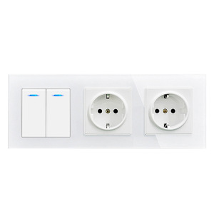 Combinación de interruptor y enchufe estándar europeo Ubaro 10A 16A, panel de pared con control táctil y dos enchufes - Product Image 2