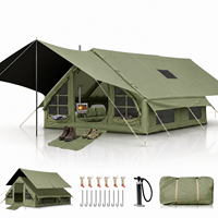 Tente de camping gonflable imperméable pour 4 à 10 personnes, grande tente chaude avec cheminée, quatre saisons avec bâche de toit/sol