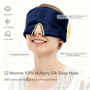 100% Mulberry Silk Sleep Mask Adjustable Velcro Zero Pressure Eye Cover Light Blocking Soft Breathable for Travel Nap Hotel - Product Image 2