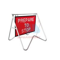 Panneau de signalisation routière extérieur 750x960mm en tuyau galvanisé pour chantier de construction, signalisation de travaux en cours, support pivotant