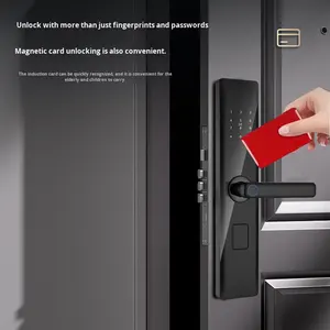 Lector <span class=keywords><strong>de</strong></span> tarjetas <span class=keywords><strong>de</strong></span> huella dactilar con bloqueo inteligente antirrobo semiautomático abierto con una <span class=keywords><strong>mano</strong></span> para entrada <span class=keywords><strong>de</strong></span> <span class=keywords><strong>madera</strong></span> WIFI casa <span class=keywords><strong>de</strong></span> alquiler electrónica - Product Image 4