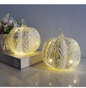 Nouveauté en promotion : Guirlande lumineuse LED en verre en forme de citrouille féerique pour Halloween, Thanksgiving, la Saint-Valentin et les décorations de fêtes - Product Image 4