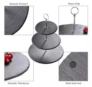 Großhandel 2 Tier Schiefer Kuchenst änder Platten Ware Dessert Serviert eller Halter für Party Coffee Shop Hochzeit - Product Image 3