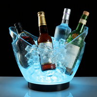 Cubo de Hielo LED Recargable para Bar KTV, 4L 8L 12L, Color RGB, PS, para Vino, Champán, Hotel, Fiestas, Impresión de Logotipo Personalizado, Suministro OEM