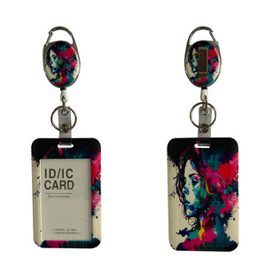 UV marble easy-open buckle name tag and card <b>holder</b> set, work <b>ID</b> card protector, badge clip, roller, and pull cord puller. - Product Image 3