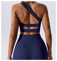 Soutien-gorge de sport à une épaule sans couture taille haute Compression Fitness Biker Shorts Ensembles Femmes