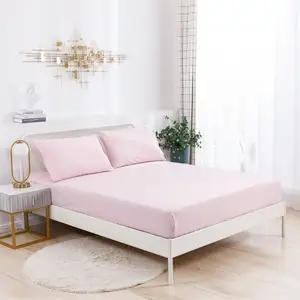 Draps de lit en coton confortables, résistants aux plis, à la décoloration et aux taches, <span class=keywords><strong>drap</strong></span>-housse uni pour la maison et l'hôtel - Product Image 1