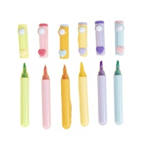 Ensemble de surligneurs mignons anti-stress à tête souple, mini, à pointe oblique rotative, en ABS+PP, 6 couleurs, pour journal d'enfant, cadeau