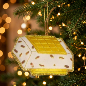 Beautiful Handmade Zari Embroidery Beaded Christmas Tree Ornament Stonecraft International ZAR054 Modern Style Rectangle Shape - Product Image 2