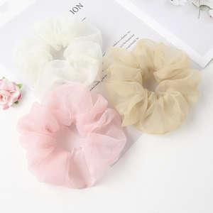 Coreano Plaid Polka Dot <span class=keywords><strong>intestino</strong></span> grueso señoras pelo Ligas Para <span class=keywords><strong>El</strong></span> Cabello malla gasa Color pelo cuerda lindo Organza Scrunchies - Product Image 5