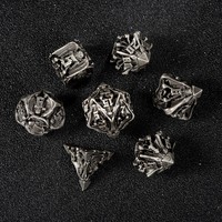 Ensemble de 7 dés polyédriques en métal creux D4 D6 D8 avec cravates, pour jeux de table Dungeons & Dragons Pathfinder