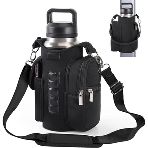 Sac de sport étanche avec poches magnétiques pour bouteille d'eau et téléphone, support de bouteille d'eau pour la gym, en tissu Oxford noir, aimants intégrés, OEM - Product Image 1