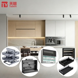 TIANYI Modern Steel <b>Kitchen</b> Storage Rack <b>Pull</b> <b>Out</b> <b>Basket</b> Cabinet Organizer Slide <b>Out</b> Drawer System Soft Close - Product Image 1