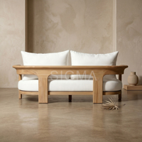 Ensemble de table à manger d'extérieur moderne en teck 6 places avec banc de jardin en A pour hôtel et entrée, taille familiale