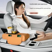 Boîte d'accoudoir central pliable en cuir PU pour voiture avec sac de rangement et porte-gobelet, organiseur de voiture
