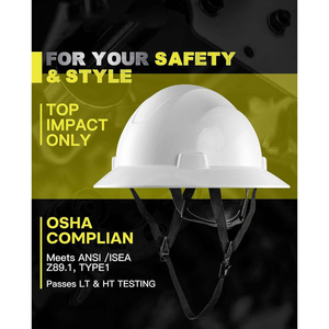 Casco de Seguridad de Ala Completa, Tipo V, Blanco, con Suspensión de 4 Puntos y Trinquete, Certificado por OSHA y ANSI Z89, para la Construcción - Product Image 6