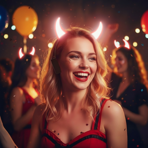 Cornes de diable lumineuses LED rouge néon, mini-cornes clignotantes pour décorations de fête et concerts pour adultes, lot en gros - Product Image 2