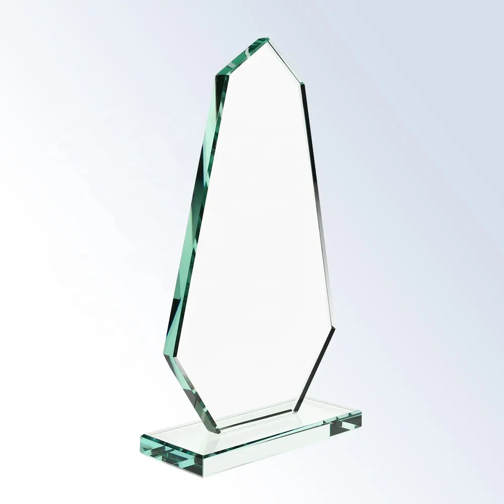Customized Engraved Logo K9 Glass Award Elegant Transparent Octagonal Crystal Trophy Award Medal Trophy