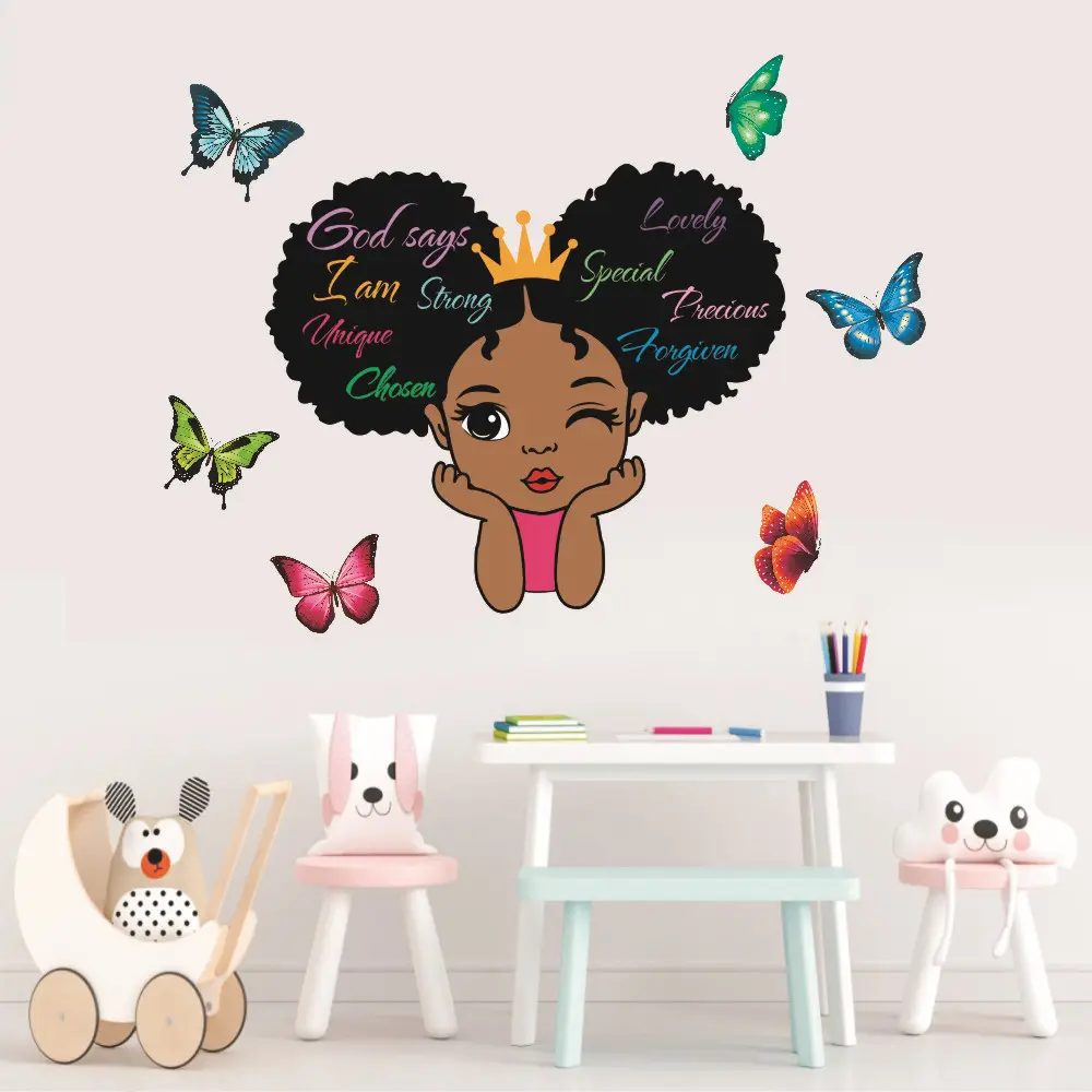 Girls' inspirational English wall sticker for children's bedroom wall decoration Kindergarten self-adhesive butterfly stickers