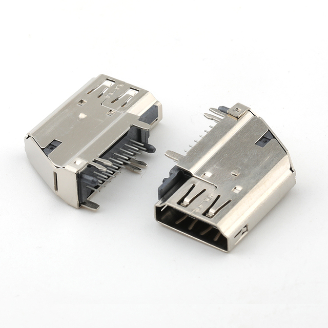 Up-Right A Type Female Connector Through Hole 19Pin HD Female Connector for Data Transfer