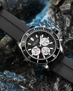 New men's watch business and sporty design with luminous finish steel and silicone strap multi-functional <b>wristwatch</b> - Product Image 6