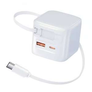 Pengisi Daya GaN 80W yang Dapat Disesuaikan <span class=keywords><strong>3</strong></span> in 1 dengan Colokan Dinding yang Dapat Ditarik dengan Kabel Tipe C <span class=keywords><strong>2</strong></span> Port USB Pengisian Cepat untuk Ponsel Tablet Pengisi Daya - Product Image 5