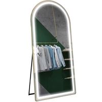 Espejo arqueado LED hecho a mano, espejo de cuerpo entero con diseño de arco para colgar en la pared, ideal para sala de estar y dormitorio.