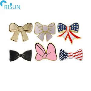 Factory Customized Soft Enamel Hard Enamel Tie knot Bow Bowknot Lapel Pins Badges Brooches Custom Bow Enamel Pin