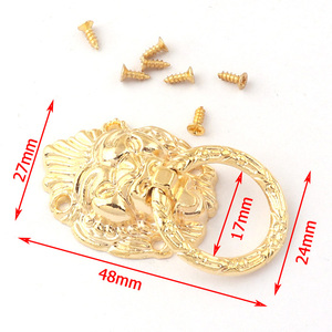 <strong>Vintage</strong> Cabinet Drop Ring Pull <strong>Knob</strong> Furniture Chinese Lion Head Shaped Metal <strong>Drawer</strong> Pull Ring Jewelry Box Decoration Handles - Product Image 2