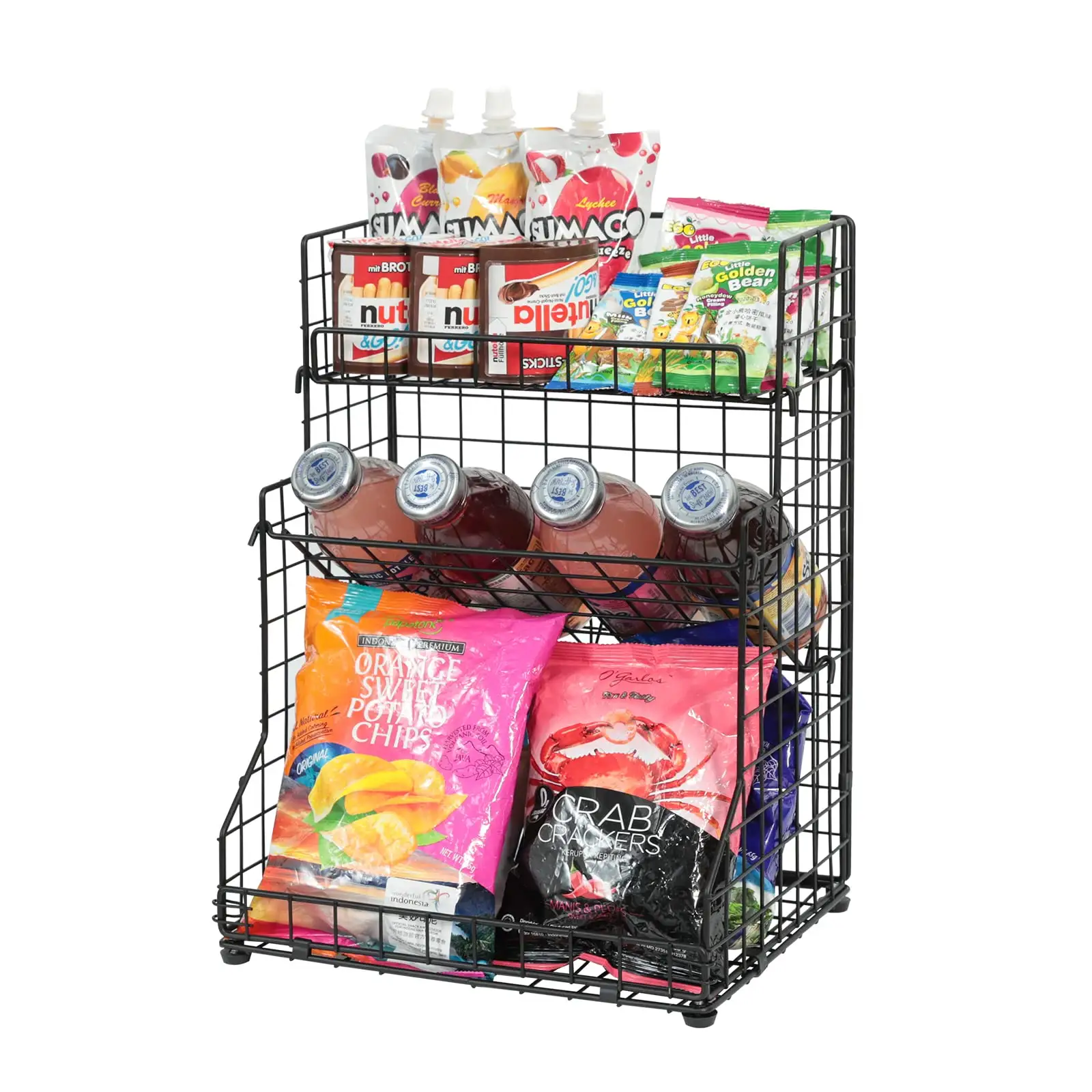 Metalen Draad Snack Kruidenhouder Keuken Badkamer Kasten Countertops Verstelbare Kantelbare Ontwerp Pantry 3-Tier Organizer Rek Bakken