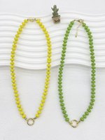 Collier en perles acryliques multicolores CH-LAN2151, collier en perles de bambou colorées en plastique, collier réglable, bijoux en gros